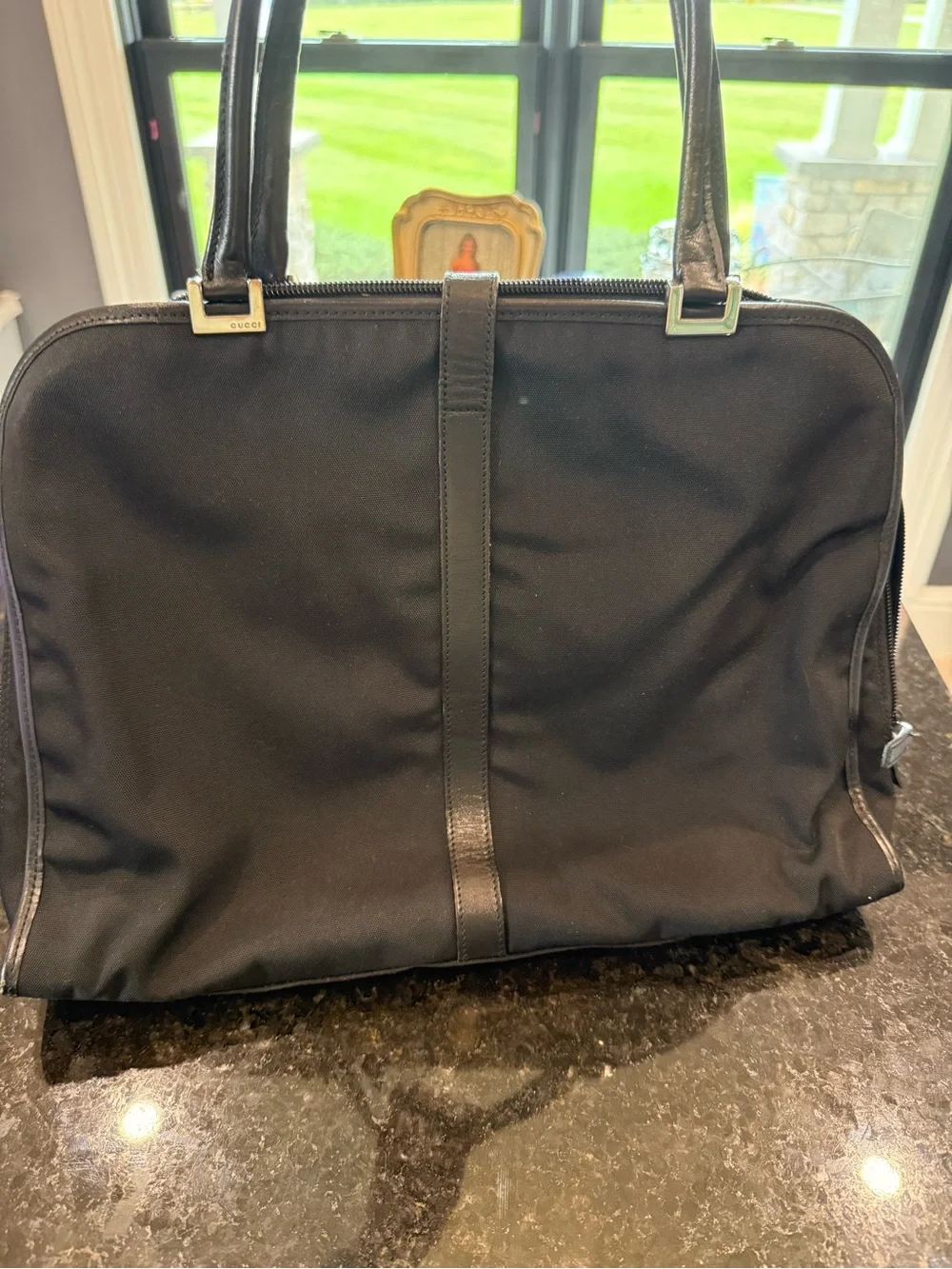Gucci Black Nylon Men’s Duffel Bag Interior with Branded Patch